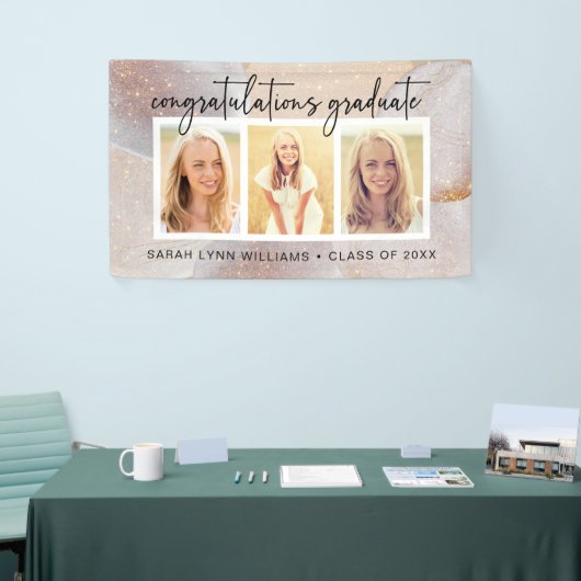 Elegant Gold Afstuderen Spandoek (Beurs)