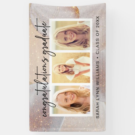 Elegant Gold Afstuderen Spandoek (Verticaal)