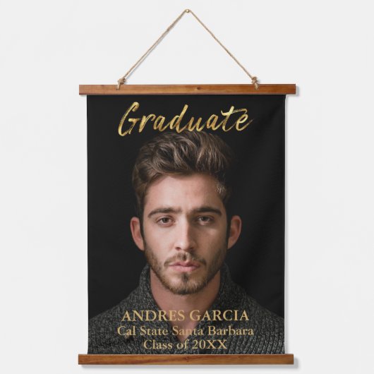 Elegant Gold Afstuderen verticale foto Hangend Wandkleed (Voorkant)