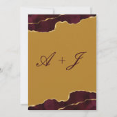 Elegant Gold Agate Burgundy Wedding Invitation Kaart (Achterkant)