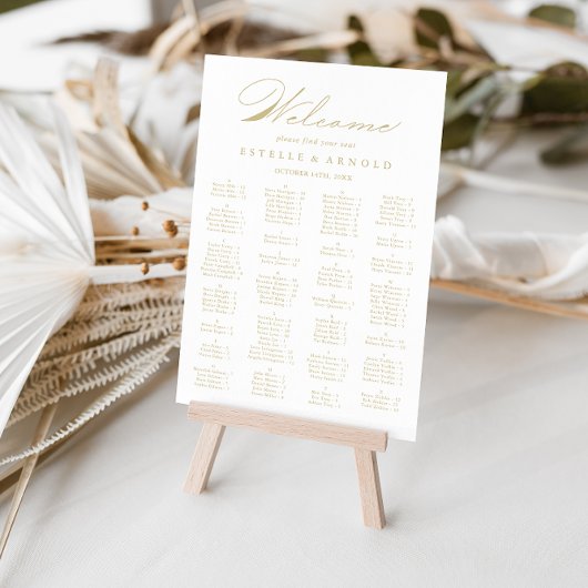 Elegant Gold Alfabetical Seating Chart Poster