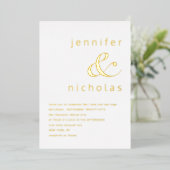 Elegant Gold Ampersand Black Wedding Folie Uitnodiging (Staand Voorkant)