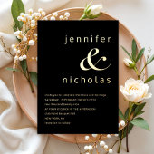 Elegant Gold Ampersand Black Wedding Folie Uitnodiging