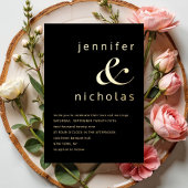 Elegant Gold Ampersand Black Wedding Folie Uitnodiging