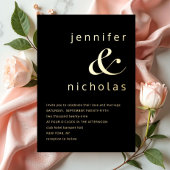Elegant Gold Ampersand Black Wedding Folie Uitnodiging