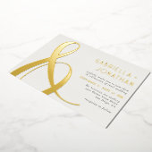 Elegant Gold Ampersand Emerald Green Cream Wedding Folie Uitnodiging (Gedraaid)