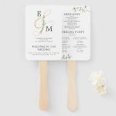 Elegant Gold Ampersand Eucalyptus Wedding Programm Handwaaier (Voorkant en achterkant)