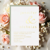 Elegant Gold Ampersand Sage Green Wedding Folie Uitnodiging