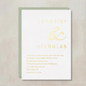 Elegant Gold Ampersand Sage Green Wedding Folie Uitnodiging
