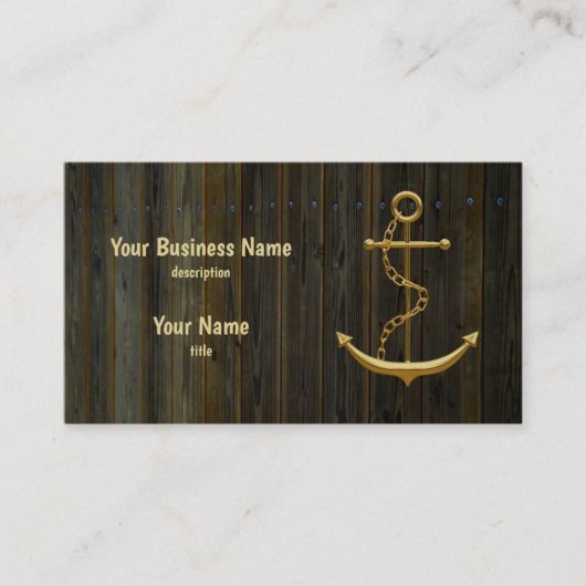 Elegant Gold Anchor Rustic Dock Modern Visitekaartje (Voorkant)