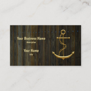 Elegant Gold Anchor Rustic Dock Wood Modern  Visitekaartje