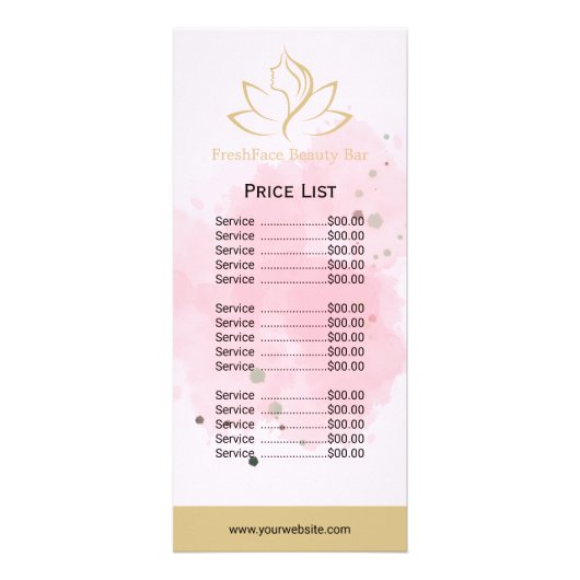 Elegant gold and black beauty salon reclamekaart (Voorkant)