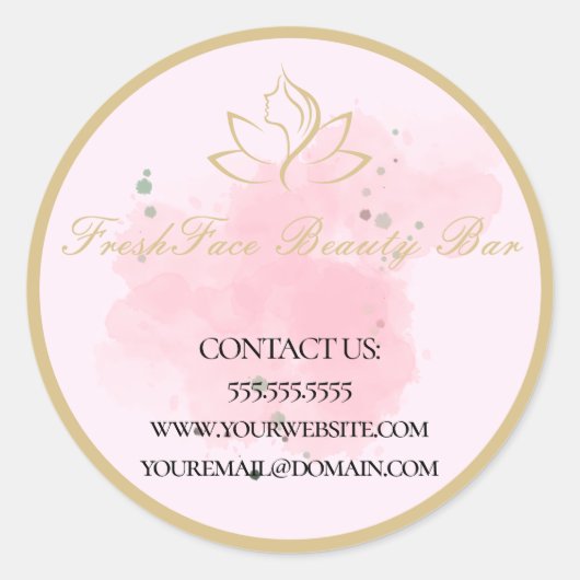 Elegant gold and black beauty salon ronde sticker (Voorkant)
