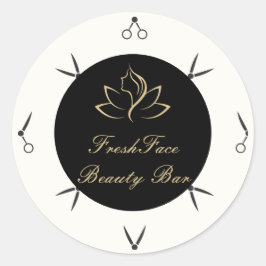 Elegant gold and black beauty salon ronde sticker