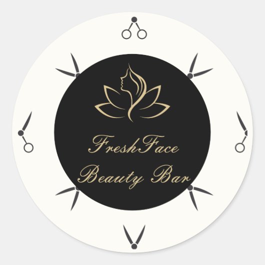 Elegant gold and black beauty salon ronde sticker (Voorkant)