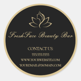 Elegant gold and black beauty salon ronde sticker