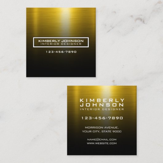 Elegant Gold and Black Business Card Design Vierkante Visitekaartje (Voorkant / Achterkant)