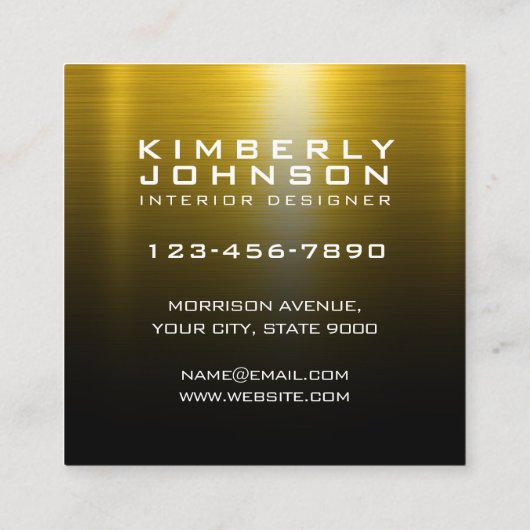 Elegant Gold and Black Business Card Design Vierkante Visitekaartje (Achterkant)