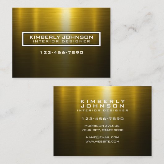 Elegant Gold and Black Business Card Design Visitekaartje (Voorkant / Achterkant)
