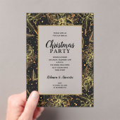 Elegant Gold and Black Floral Christmas Party Acryl Uitnodigingen (Insitu (Draagbaar))