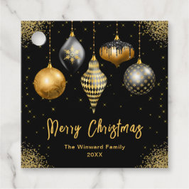 Elegant Gold and Black Ornament Christmas Bedankjes Labels