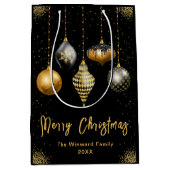 Elegant Gold and Black Ornament Christmas Medium Cadeauzakje (Voorkant)
