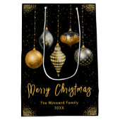 Elegant Gold and Black Ornament Christmas Medium Cadeauzakje (Achterkant)