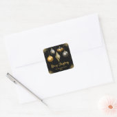 Elegant Gold and Black Ornament Christmas Vierkante Sticker (Envelop)
