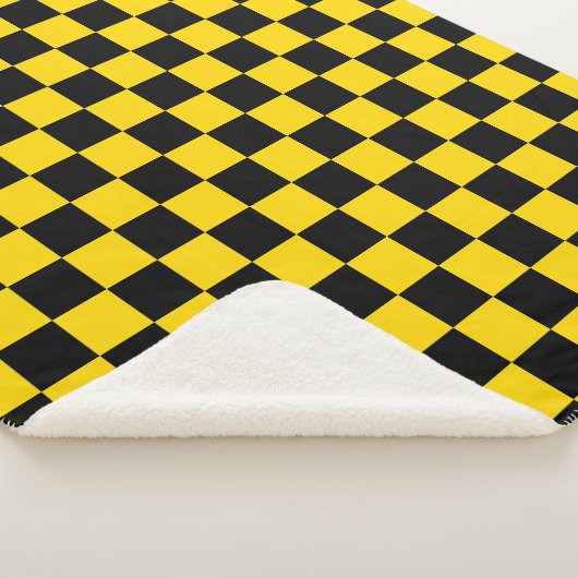 Elegant Gold and Black Square Pattern Sherpa Deken (3/4)