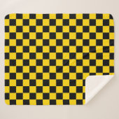 Elegant Gold and Black Square Pattern Sherpa Deken (Voorkant (horizontaal))