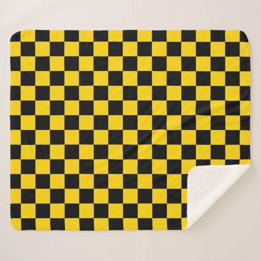Elegant Gold and Black Square Pattern Sherpa Deken (Voorkant (horizontaal))