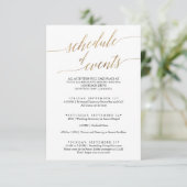 Elegant Gold and Black Wedding Schedule of Events Informatiekaartje (Staand voorkant)