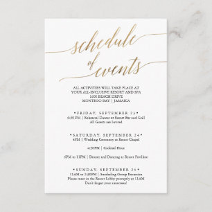 Elegant Gold and Black Wedding Schedule of Events Informatiekaartje
