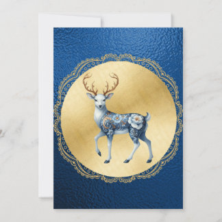 Elegant Gold and Blue Christmas Card Feestdagenkaart