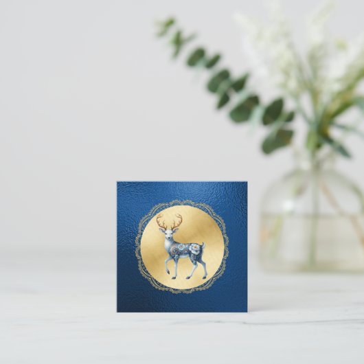 Elegant Gold and Blue Christmas Enclosure Note Informatiekaartje (Staand voorkant)