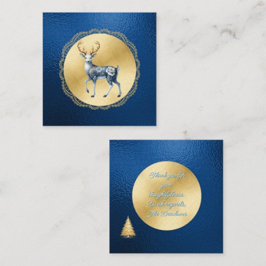 Elegant Gold and Blue Christmas Enclosure Note Informatiekaartje (Voorkant / Achterkant)