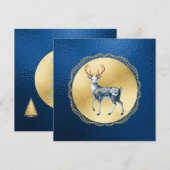 Elegant Gold and Blue Christmas Thank You Note Bedankkaart (Voorkant / Achterkant)