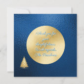 Elegant Gold and Blue Christmas Thank You Note Bedankkaart (Achterkant)