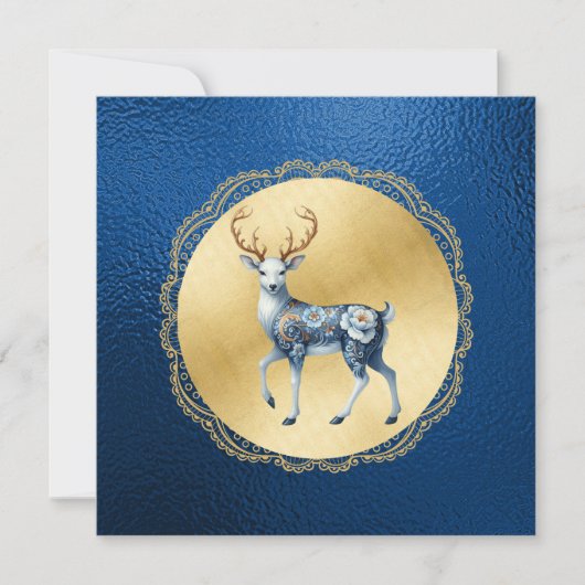Elegant Gold and Blue Christmas Thank You Note Bedankkaart (Voorkant)