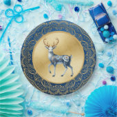 Elegant Gold and Blue Plates Papieren Bordje (Feest)