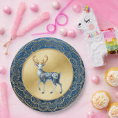 Elegant Gold and Blue Plates Papieren Bordje (Feest)