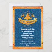 Elegant Gold and Blue Reindeer "Merry Christmas"  Feestdagenkaart (Achterkant)