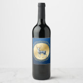 Elegant Gold and Blue Wine Label Wijn Etiket (Voorkant)