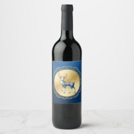 Elegant Gold and Blue Wine Label Wijn Etiket