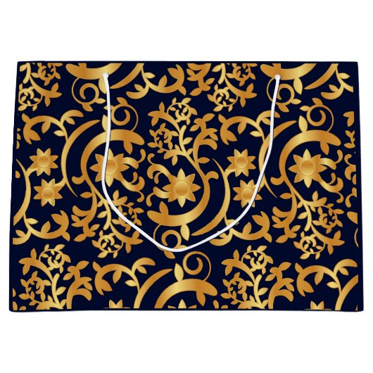 Elegant gold and dark navy groot cadeauzakje (Voorkant)