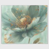 Elegant Gold and Emerald Poppy Wedding Wrapping  Cadeaupapier (Vlak)