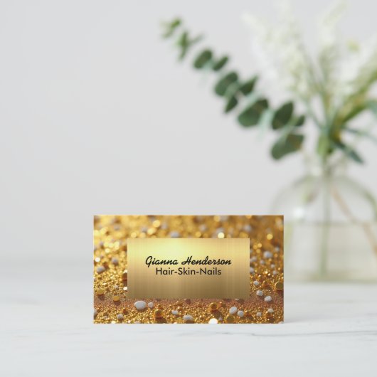Elegant Gold And Gold Glitter Visitekaartje (Staand voorkant)