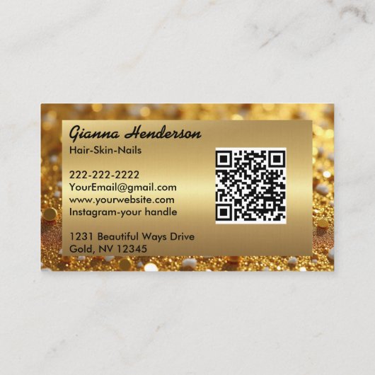 Elegant Gold And Gold Glitter  Visitekaartje (Achterkant)