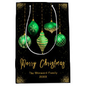 Elegant Gold and Green Ornament Christmas Medium Cadeauzakje (Voorkant)