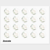Elegant Gold and Greenery Eucalyptus Wedding Ronde Sticker (Vel)